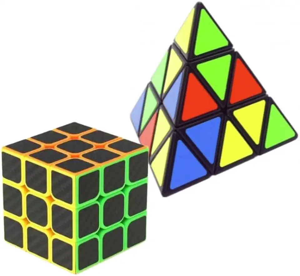 AVIDERS™ Speed Cube Combo Set Featuring a 3x3x3 Cube and Pyraminx Pyramid Triangle High-Speed Stickerless Puzzle, Perfect for Kids