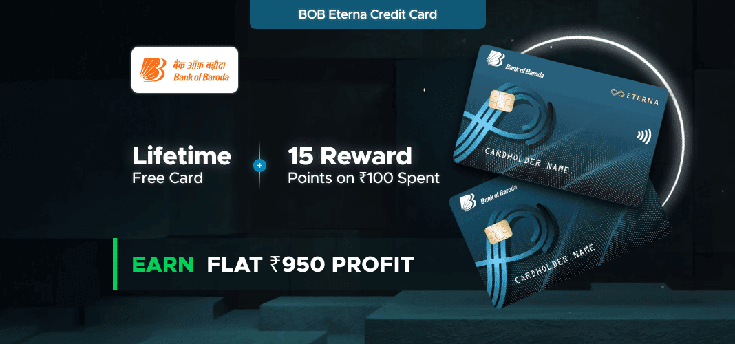 BOB Eterna Credit Card - travel & lounge benefits, low forex markup!