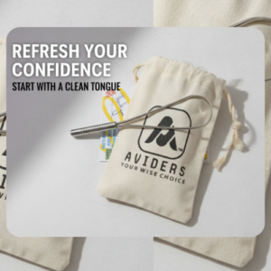 AVIDERS™ Best Steel Tongue Cleaner for Adults & Kids | Ergonomic Q Handle | Premium Oral Hygiene Tongue Scraper for Fresh Breath & Bacteria Removal - Pack of 2 (STEEL)