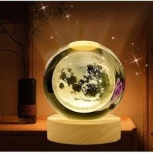 AVIDERS™ - 3D Galaxy Crystal Ball Night Lamp | USB Table Colorful LED Wooden Crystal Ball