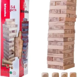 AVIDERS™ Classic Zengaa in Hardwood Blocks,for Adults and Kids(54 Blocks Game) for 1 or More Players (Classic Zeengaa) (Colored)
