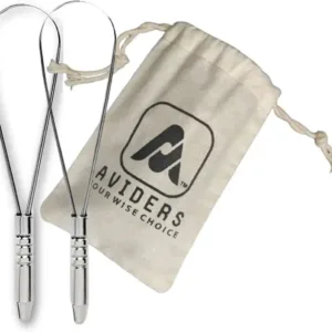 AVIDERS™ Best Steel Tongue Cleaner for Adults & Kids | Ergonomic Q Handle | Premium Oral Hygiene Tongue Scraper for Fresh Breath & Bacteria Removal - Pack of 2 (STEEL)