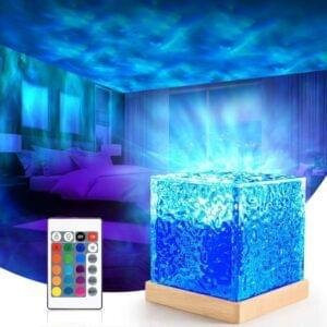 AVIDERS™ - Projector Lights Ocean Wave, 3D Water Wave Effect LED Night Light, Crystal Table Lamp with Remote (Blue)
